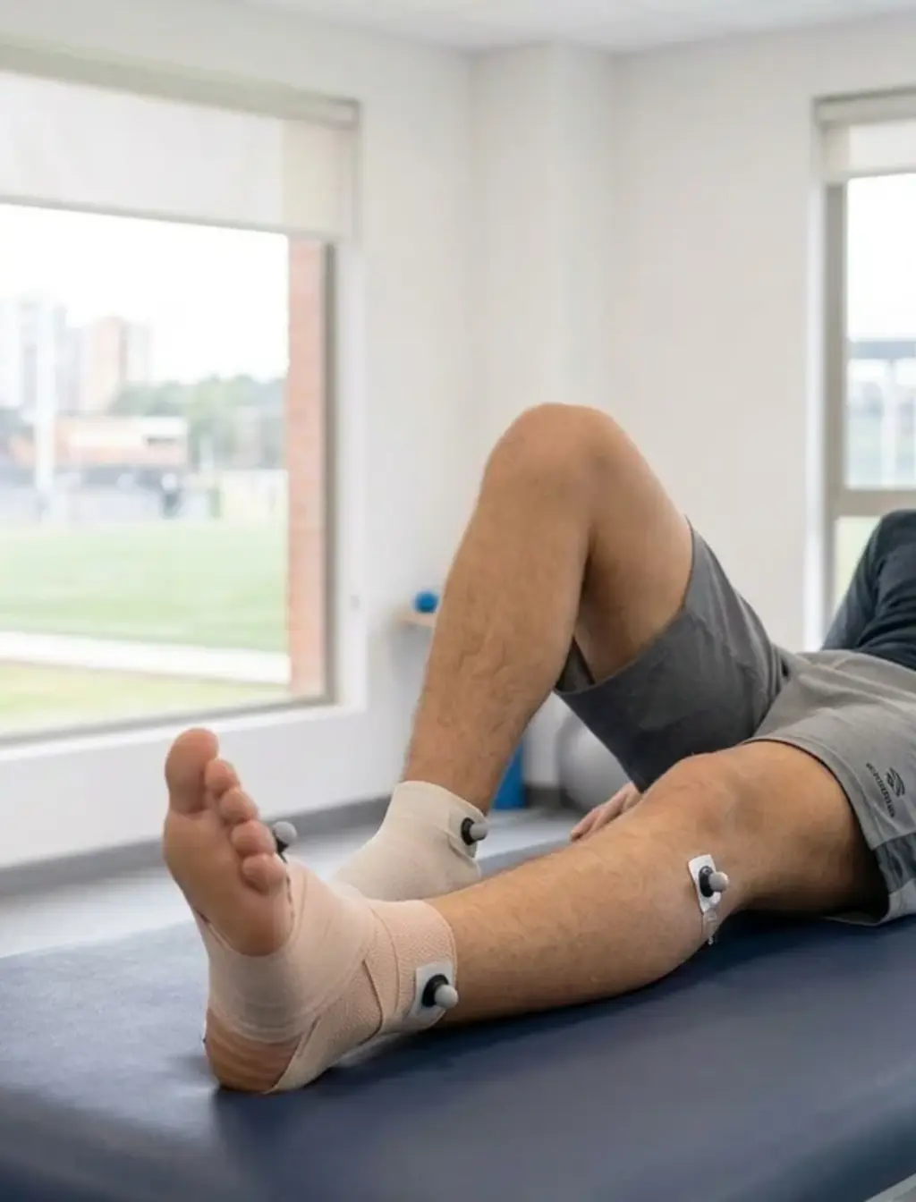 Análisis biomecánico del pie con sensores en clínica de fisioterapia.